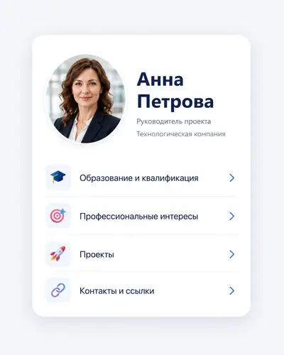 Пример цифровой визитки Анны Петровой